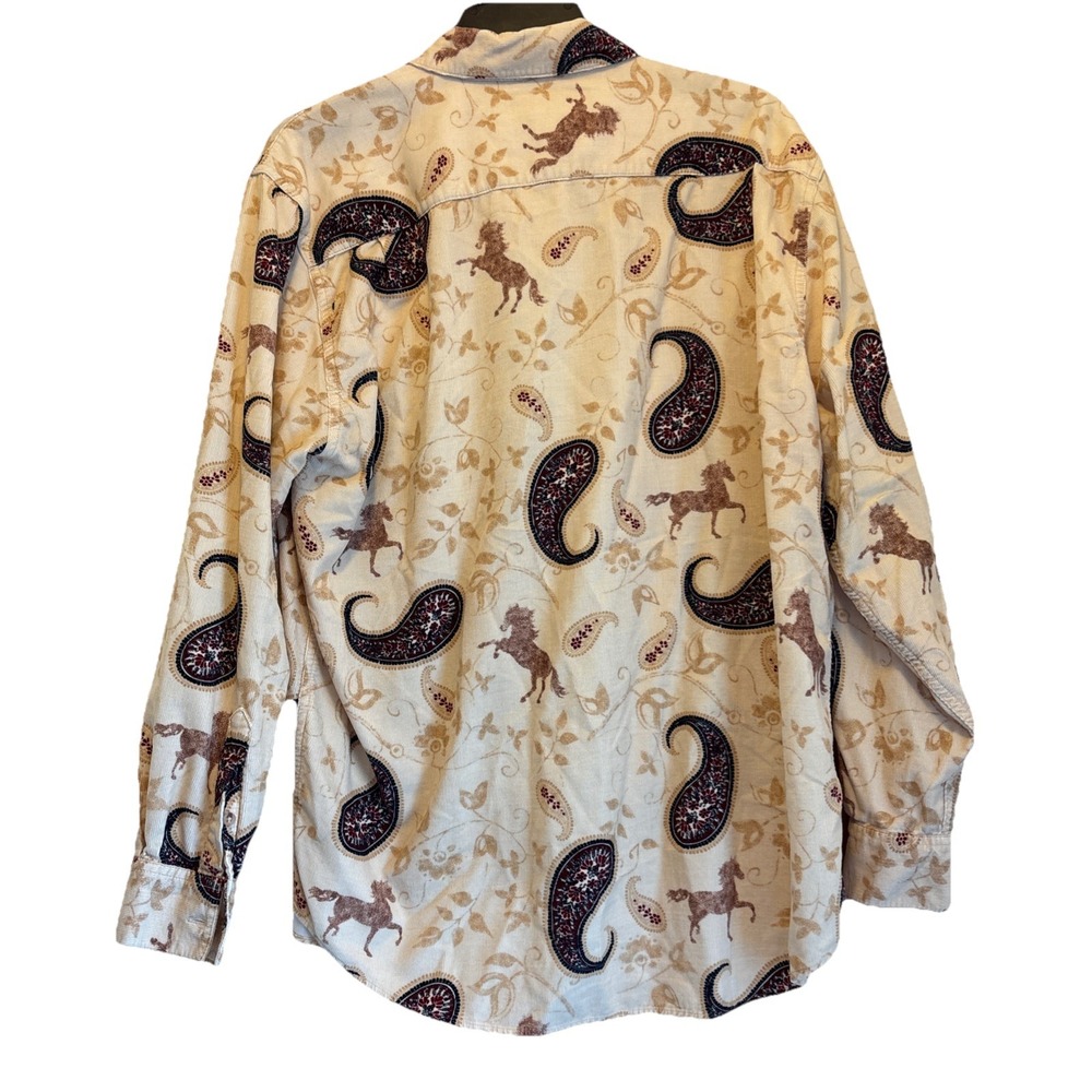 Bit & Bridle Womens M Amazing Paisley Horses Western Cowgirl Corduroy Shirt Top - Picture 6 of 6